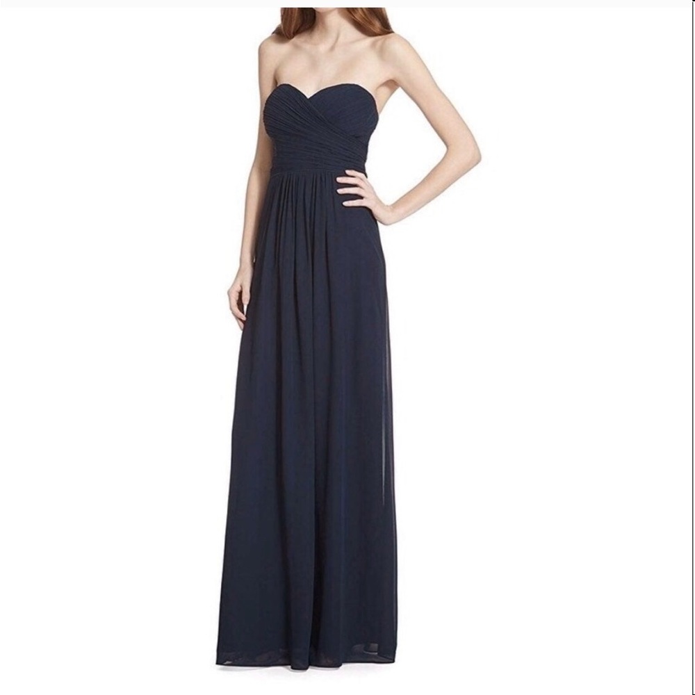 Strapless navy blue gown